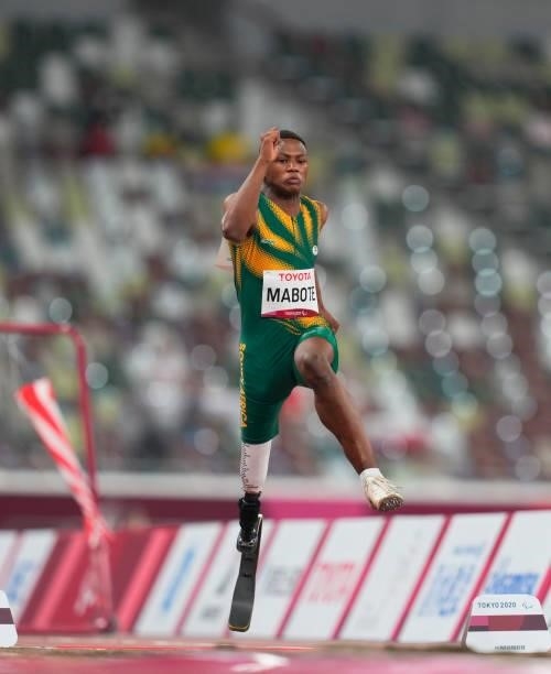 Puseletso Michael Mabote from South Africa at longjump during athletics at the Tokyo Paralympics, Tokyo Olympic Stadium, Tokyo, Japan on August 28,...