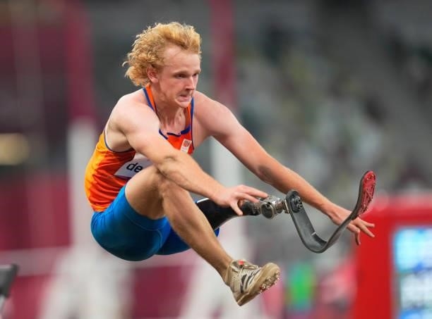 Joel de Yong from Nederlands at longjump during athletics at the Tokyo Paralympics, Tokyo Olympic Stadium, Tokyo, Japan on August 28, 2021.