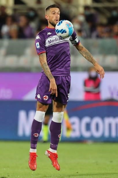 Cristiano Biraghi of ACF Fiorentina in action during the Serie A match between ACF Fiorentina and Torino FC at Stadio Artemio Franchi on August 28,...