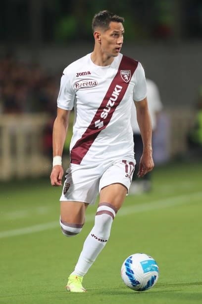 Sasa Lukic of Torino FC in action during the Serie A match between ACF Fiorentina and Torino FC at Stadio Artemio Franchi on August 28, 2021 in...