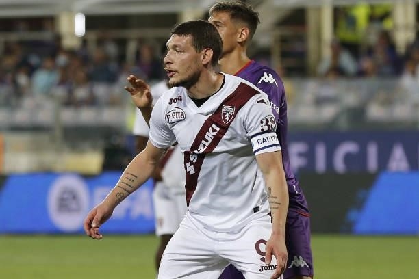 Andrea Belotti of Torino FC looks on during the Serie A match between ACF Fiorentina and Torino FC at Stadio Artemio Franchi on August 28, 2021 in...