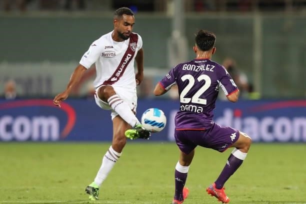Koffie Djidji of Torino FC in action during the Serie A match between ACF Fiorentina and Torino FC at Stadio Artemio Franchi on August 28, 2021 in...