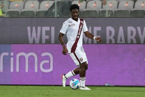 Ola Ania of Torino FC in action during the Serie A match between ACF Fiorentina and Torino FC at Stadio Artemio Franchi on August 28, 2021 in...