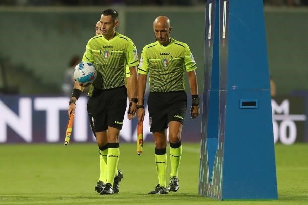 Maurizio Mariani referee during the Serie A match between ACF Fiorentina and Torino FC at Stadio Artemio Franchi on August 28, 2021 in Florence, Italy