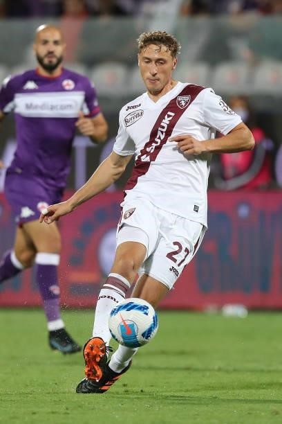 Mergim Vojvoda of Torino FC in action during the Serie A match between ACF Fiorentina and Torino FC at Stadio Artemio Franchi on August 28, 2021 in...