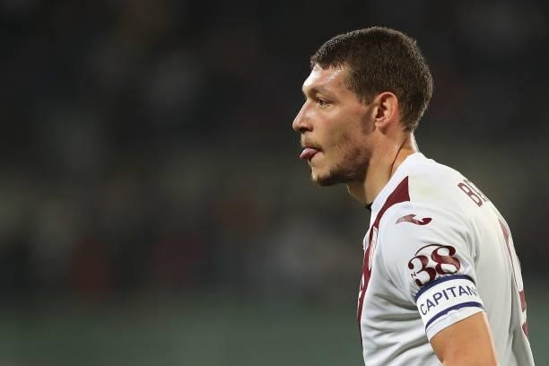 Andrea Belotti of Torino FC looks on during the Serie A match between ACF Fiorentina and Torino FC at Stadio Artemio Franchi on August 28, 2021 in...