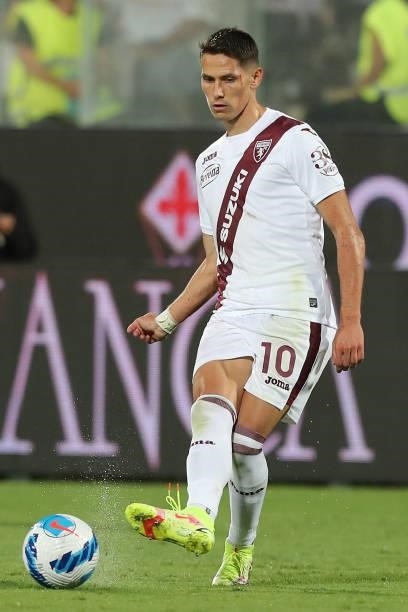 Sasa Lukic of Torino FC in action during the Serie A match between ACF Fiorentina and Torino FC at Stadio Artemio Franchi on August 28, 2021 in...