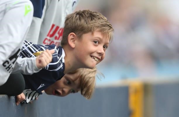 Young Millwall fan during the Sky Bet Championship match between Millwall and Blackpool at The Den on August 28, 2021 in London, England.