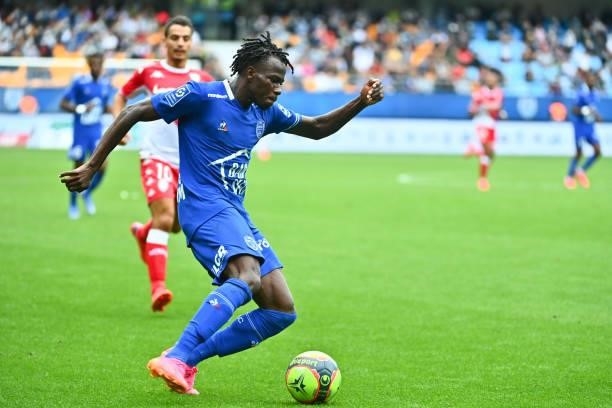 Issa KABORE of Troyes during the Ligue 1 Uber Eats match between Troyes and Monaco at Stade de l'Aube on August 29, 2021 in Troyes, France.
