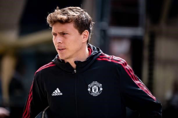 Victor Lindelof of Manchester United arrives prior to the Premier League match between Wolverhampton Wanderers and Manchester United at Molineux on...