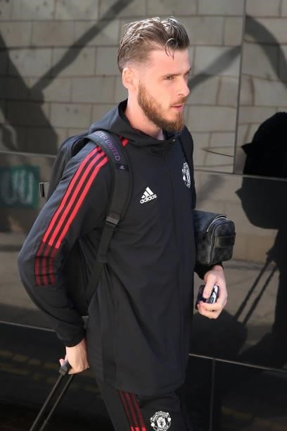 David de Gea of Manchester United arrives prior to the Premier League match between Wolverhampton Wanderers and Manchester United at Molineux on...