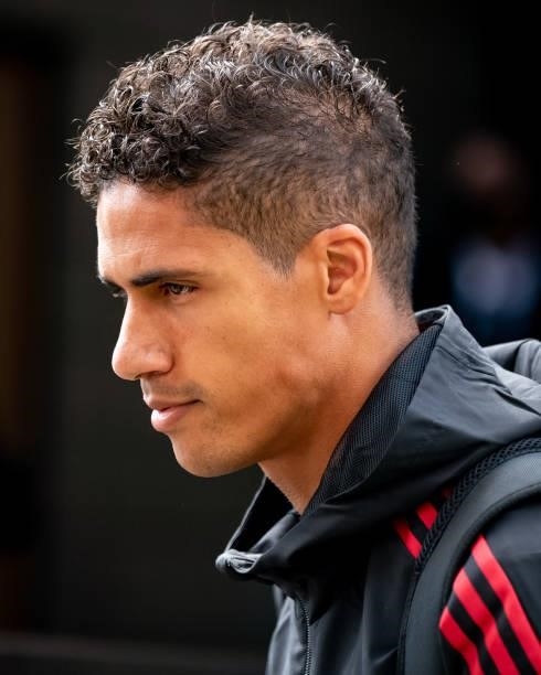 Raphael Varane of Manchester United arrives prior to the Premier League match between Wolverhampton Wanderers and Manchester United at Molineux on...