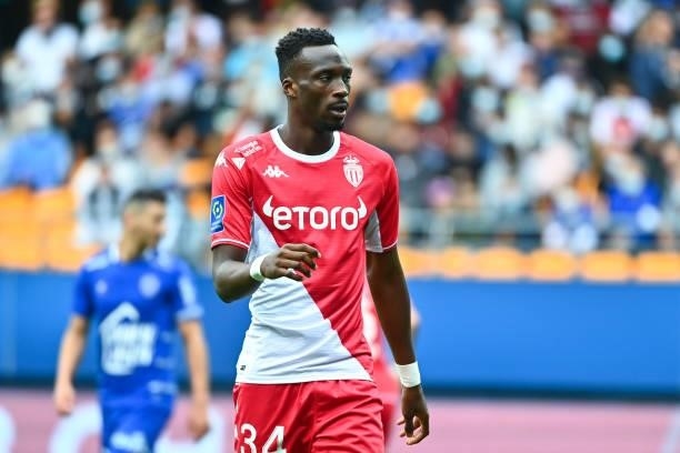 Chrislain MATSIMA of Monaco during the Ligue 1 Uber Eats match between Troyes and Monaco at Stade de l'Aube on August 29, 2021 in Troyes, France.