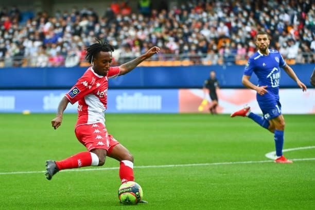 Gelson MARTINS of Monaco during the Ligue 1 Uber Eats match between Troyes and Monaco at Stade de l'Aube on August 29, 2021 in Troyes, France.