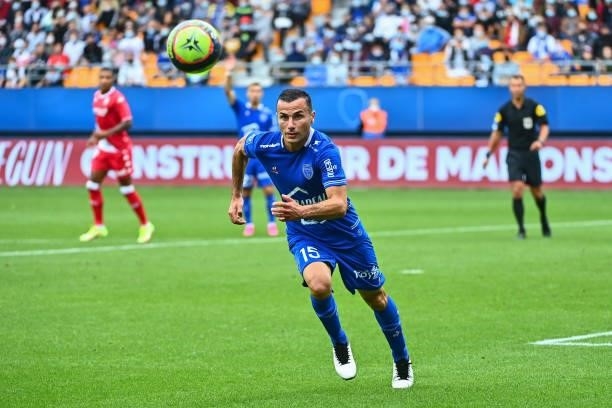 Karim AZAMOUM of Troyes during the Ligue 1 Uber Eats match between Troyes and Monaco at Stade de l'Aube on August 29, 2021 in Troyes, France.