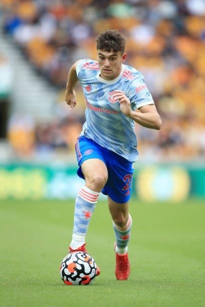 Daniel James of Manchester United in action during the Premier League match between Wolverhampton Wanderers and Manchester United at Molineux on...