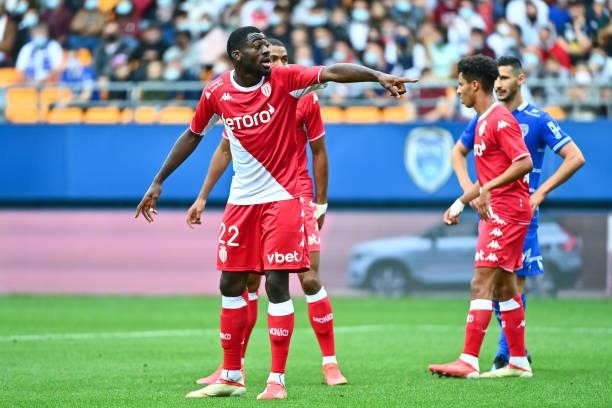 Youssouf FOFANA of Monaco during the Ligue 1 Uber Eats match between Troyes and Monaco at Stade de l'Aube on August 29, 2021 in Troyes, France.