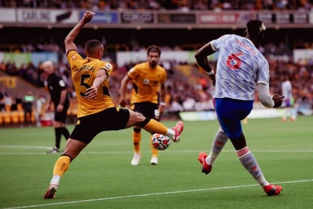 Paul Pogba of Manchester United in action during the Premier League match between Wolverhampton Wanderers and Manchester United at Molineux on August...