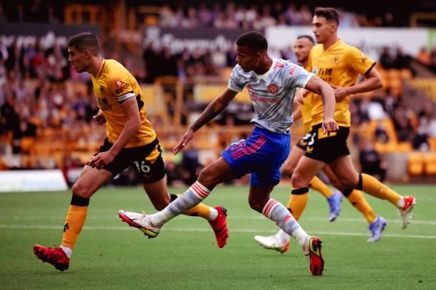 Mason Greenwood of Manchester United in action during the Premier League match between Wolverhampton Wanderers and Manchester United at Molineux on...