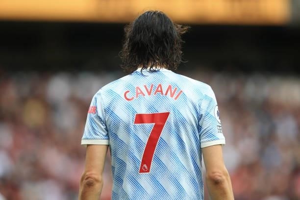 Edinson Cavani of Manchester United wears the number 7 shirt during the Premier League match between Wolverhampton Wanderers and Manchester United at...