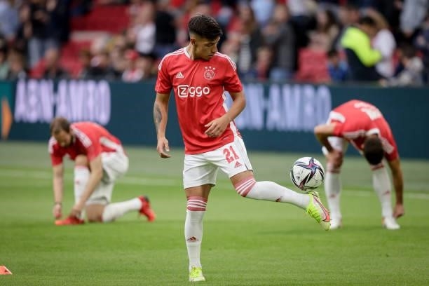 Lisandro Martinez of Ajax during the Dutch Eredivisie match between Ajax v Vitesse at the Johan Cruijff Arena on August 29, 2021 in Amsterdam...