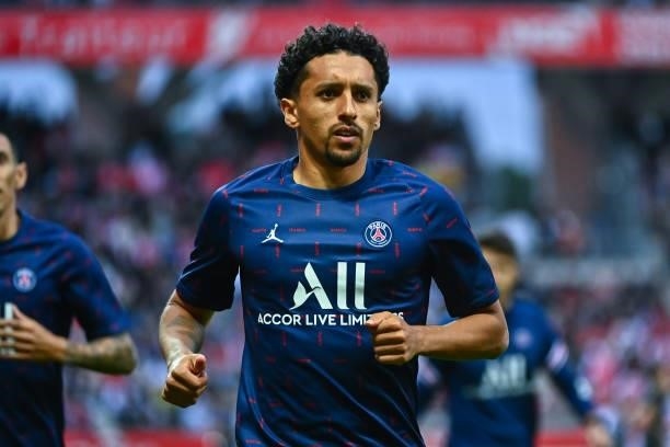 Of PSG during the Ligue 1 Uber Eats match between Reims and Paris Saint Germain at Stade Auguste Delaune on August 29, 2021 in Reims, France.