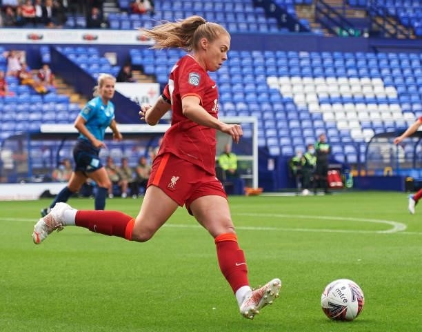 Rianna Dean of Liverpool FC Women in action during the Barclays FA Women's Championship match between Liverpool Women and London City Lionesses at...