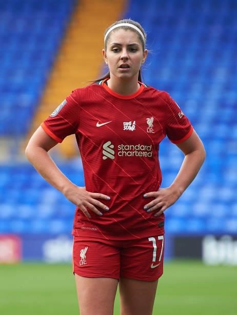 Carla Humphrey of Liverpool FC Women in action during the Barclays FA Women's Championship match between Liverpool Women and London City Lionesses at...