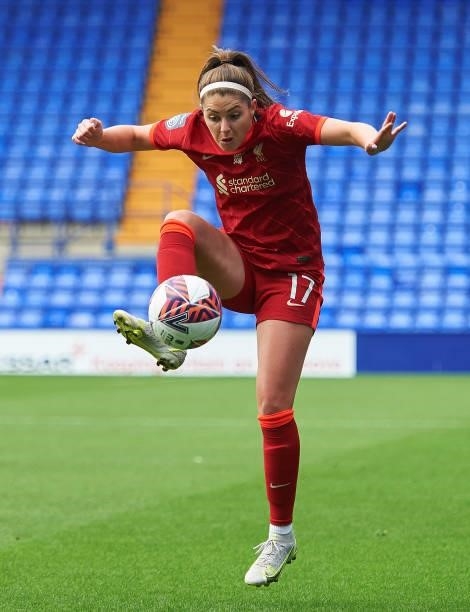 Carla Humphrey of Liverpool FC Women in action during the Barclays FA Women's Championship match between Liverpool Women and London City Lionesses at...