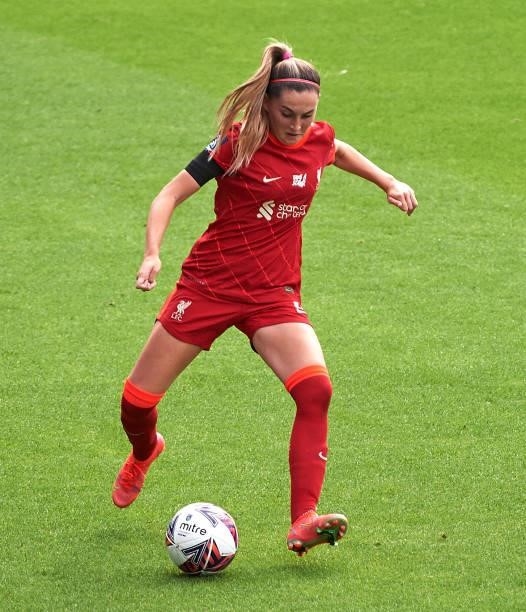 Charlotte Wardlaw of Liverpool FC Women in action during the Barclays FA Women's Championship match between Liverpool Women and London City Lionesses...