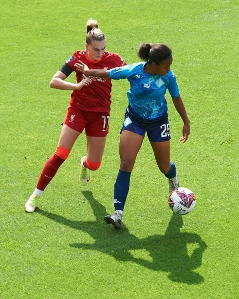 Melissa Lawley of Liverpool FC Women and Kenni Thompson of London City Lionesses in action during the Barclays FA Women's Championship match between...
