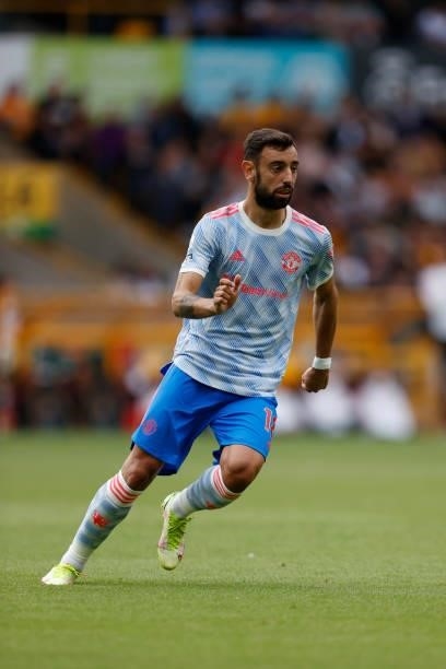 Bruno Fernandes of Manchester United during the Premier League match between Wolverhampton Wanderers and Manchester United at Molineux on August 29,...