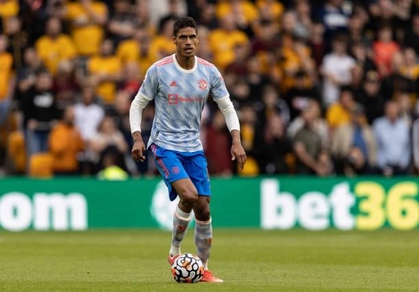 Manchester United's Raphael Varane looks on during the Premier League match between Wolverhampton Wanderers and Manchester United at Molineux on...