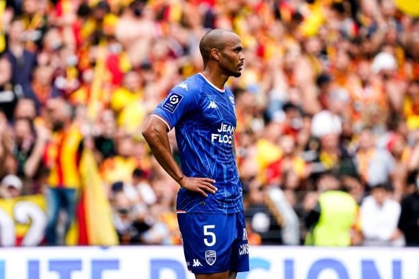Thomas FONTAINE of FC Lorient during the Ligue 1 Uber Eats match between Lens and Lorient at Stade Bollaert-Delelis on August 29, 2021 in Lens,...