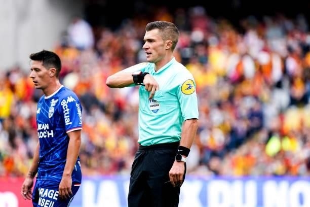 Referee Willy DELAJOD during the Ligue 1 Uber Eats match between Lens and Lorient at Stade Bollaert-Delelis on August 29, 2021 in Lens, France.