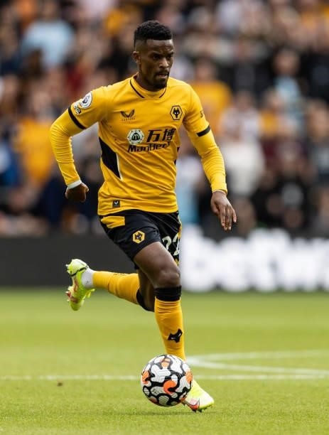 Wolverhampton Wanderers' Nelson Semedo breaks during the Premier League match between Wolverhampton Wanderers and Manchester United at Molineux on...