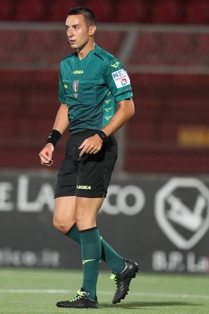 Enrico Gigliotti referee looks on during the LEGA PRO match between US Citta' di Pontedera and Carrarese Calcio 1908 on August 29, 2021 in Pontedera,...