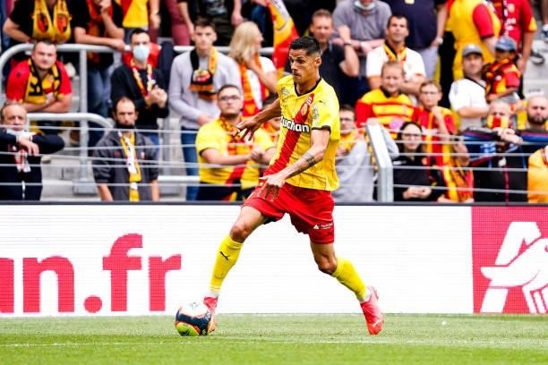 Florian SOTOCA of RC Lens during the Ligue 1 Uber Eats match between Lens and Lorient at Stade Bollaert-Delelis on August 29, 2021 in Lens, France.