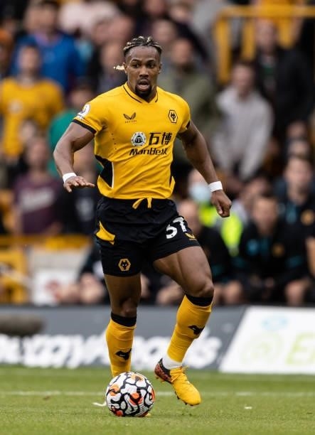 Wolverhampton Wanderers' Adama Traore looks on during the Premier League match between Wolverhampton Wanderers and Manchester United at Molineux on...