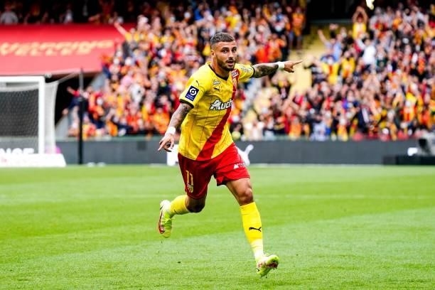 Jonathan CLAUSS of RC Lens celebrate his goal during the Ligue 1 Uber Eats match between Lens and Lorient at Stade Bollaert-Delelis on August 29,...