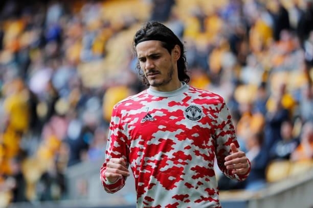 Edinson Cavani of Manchester United before the Premier League match between Wolverhampton Wanderers and Manchester United at Molineux on August 29,...