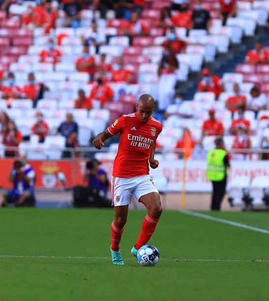 Joao Mario of SL Benfica in action during the Liga Bwin match between SL Benfica and CD tondela at Estadio da Luz on August 29, 2021 in Lisbon,...