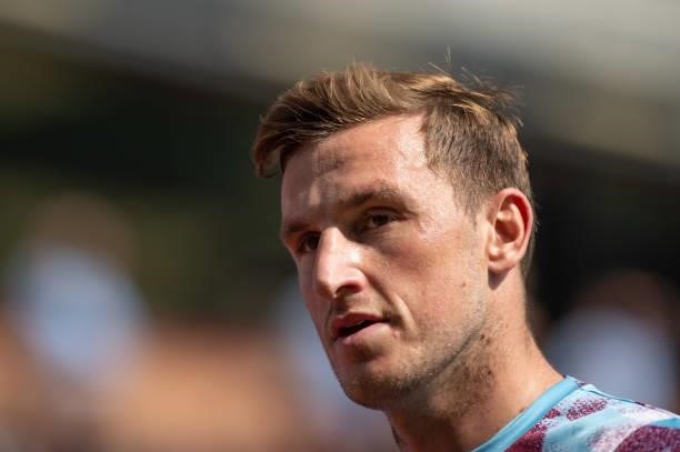 Chris Wood of Burnley before the Premier League match between Burnley and Leeds United at Turf Moor, Burnley, UK on 29th August 2021.