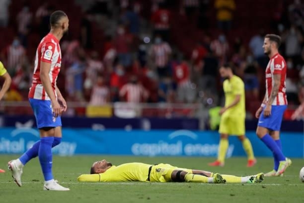 Etienne Capoue of Villarreal disappointed during the La Liga Santander match between Atletico Madrid v Villarreal at the Estadio Wanda Metropolitano...