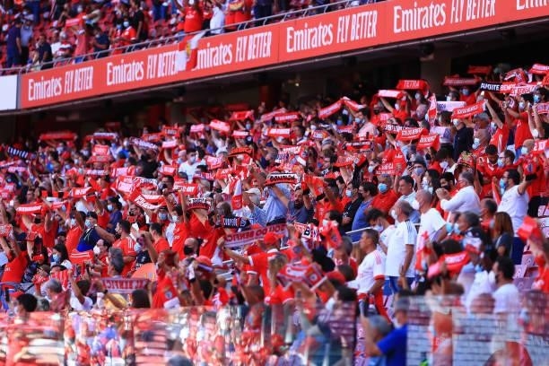 Supporters during the Liga Bwin match between SL Benfica and CD tondela at Estadio da Luz on August 29, 2021 in Lisbon, Portugal.