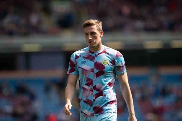 Chris Wood of Burnley before the Premier League match between Burnley and Leeds United at Turf Moor, Burnley, UK on 29th August 2021.