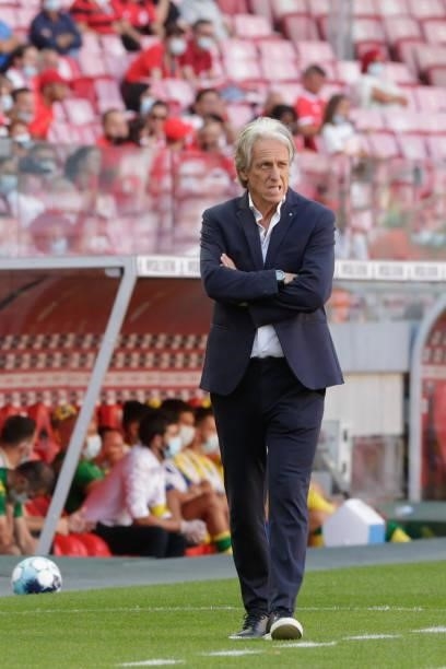 Jorge Jesus head of SL Benfica during the Liga Portugal Bwin match between SL Benfica and CD Tondela at Estadio da Luz on 29th August, 2021 in...