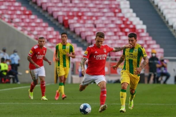 Alex Grimaldo defender of SL Benfica in action during the Liga Portugal Bwin match between SL Benfica and CD Tondela at Estadio da Luz on 29th...