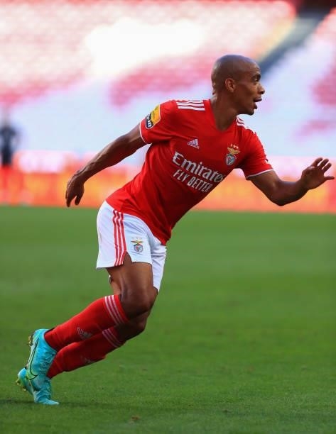Joao Mario of SL Benfica in action during the Liga Bwin match between SL Benfica and CD tondela at Estadio da Luz on August 29, 2021 in Lisbon,...