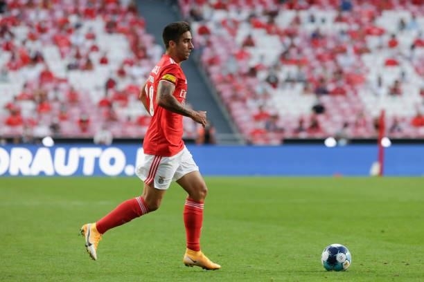 Rodrigo Pinho forward of SL Benfica in action during the Liga Portugal Bwin match between SL Benfica and CD Tondela at Estadio da Luz on 29th August,...